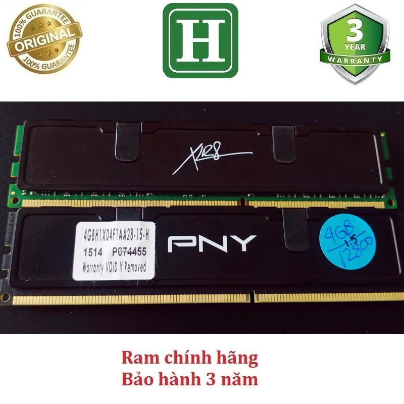 Ram tản nhiệt 4gb, 8gb ddr3 bus 1333 hoặc overclock tới 1600 hiệu PNY, bảo hành 3 năm