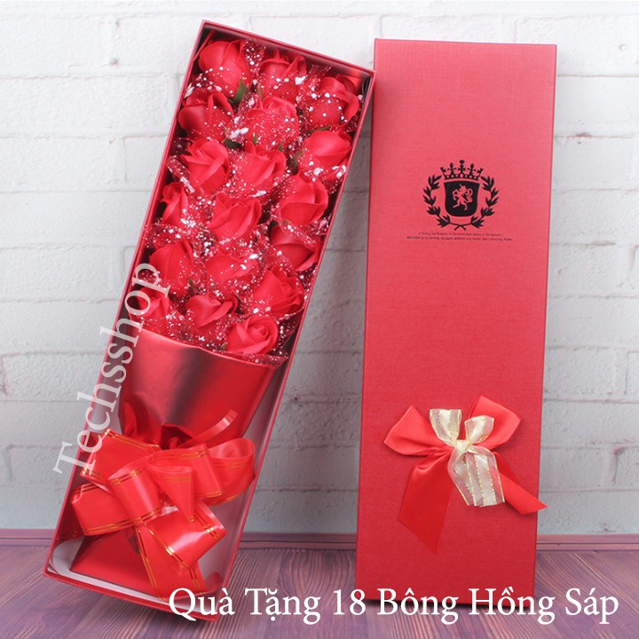 Hộp Quà Đóa Hoa Hồng Sáp 18 Bông - Quà 8/3 Cho Bạn Gái - Quà Tặng Cho Mẹ - Quà Quốc Tế Phụ Nữ - Quà Sinh Nhật