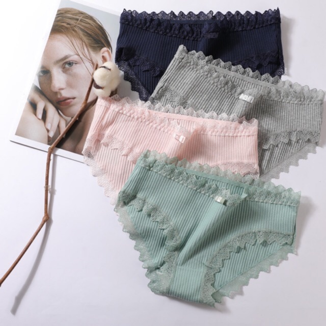 Quần Lót Nữ - 3 Quần Cotton Tăm Kháng Khuẩn Phối Ren Xinh M01 Thutrang house