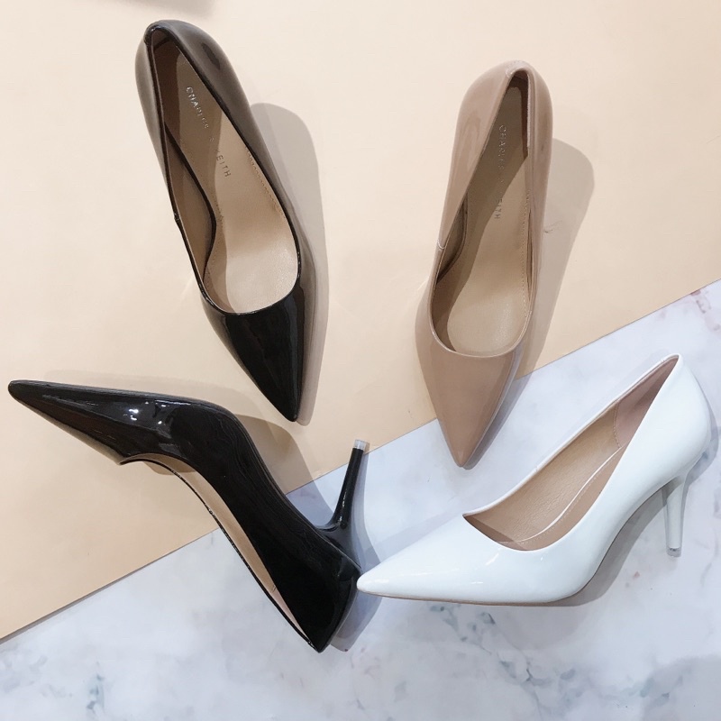Giày cao gót da bóng mềm đế êm Charles & Keith xuất dư - Giày cao gót công sở giày cao gót nhọn mũi nhọn (ảnh thật)