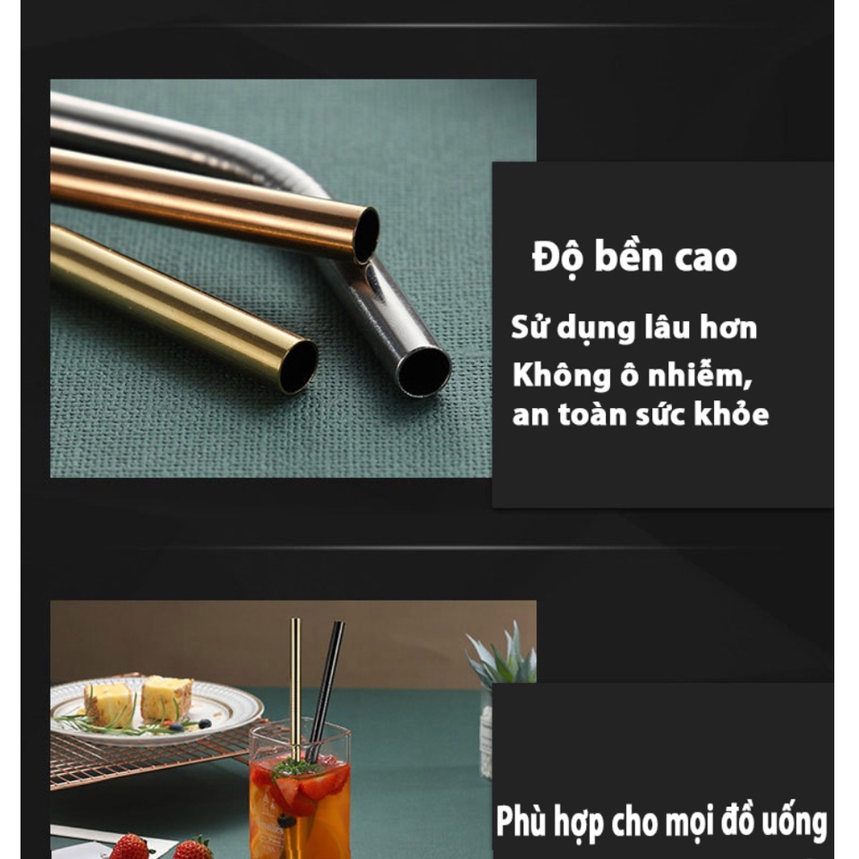Ống hút Inox 304 size lớn 12*215mm hút trà sữa trân châu, tái sử dụng, không gỉ và an toàn với sức khỏe OHI02