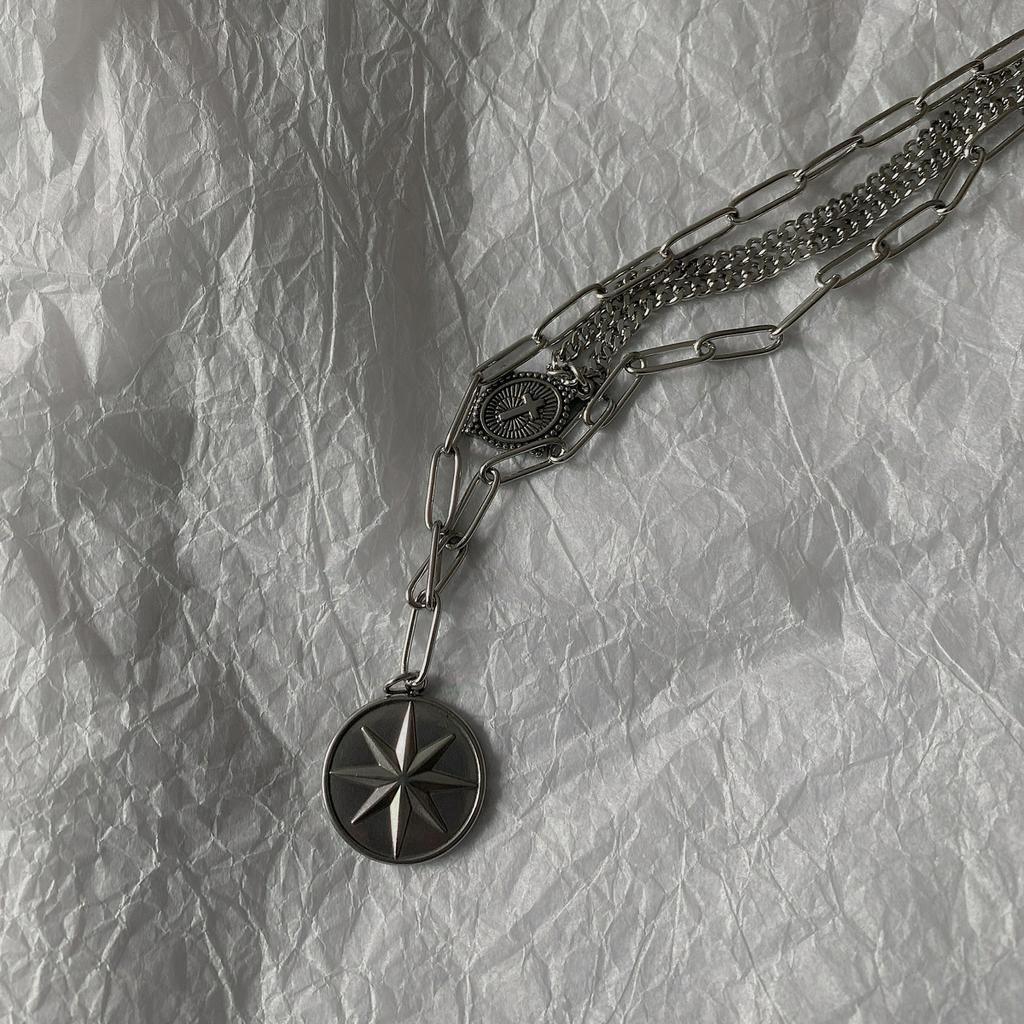 Dây Chuyền Thép Titan Nhiều Lớp Mặt Ngôi Sao Phong Cách Hip Hop Mới 22715