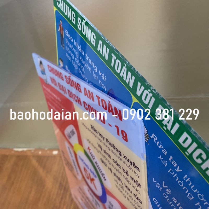 Poster/bảng thông điệp 5K phòng chống Covid chất liệu mica dán decal kích thước 30 x 40cm