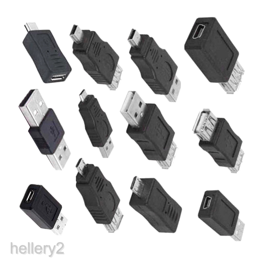 12Pcs/Set OTG USB 2.0 A Male To Female Micro-B   Changer Data Converter