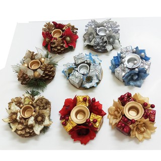 chân nến trang trí, đế đèn cầy trang trí noel trái thông thật. VM189