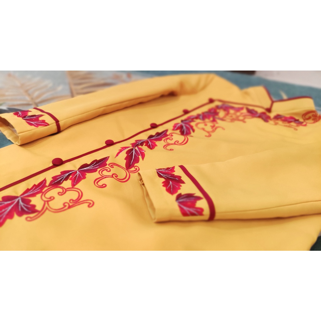 Áo dài nam cách tân cao cấp họa tiết thêu tay, thiết kế form tay vest nam tính