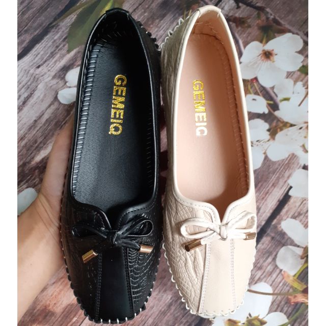 Giày Bệt Nữ Da Mềm Đính Nơ Sang Chảnh Êm Chân