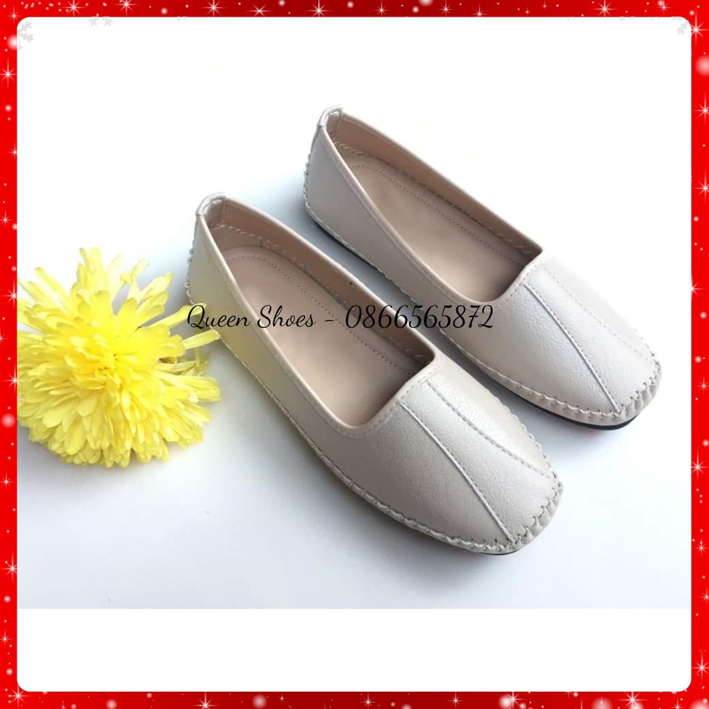 Giày lười slip on nữ, giày bệt nữ da lỳ cao cấp đế cao su đúc cực êm chân