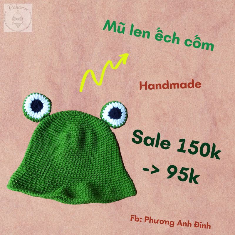 Mũ len thú cho bé - mũ len ếch cốm