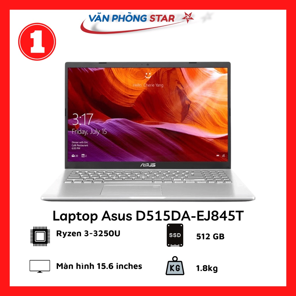 Laptop Asus D515DAEJ845T (R3 3250U/4GB RAM/512GB SSD/15.6