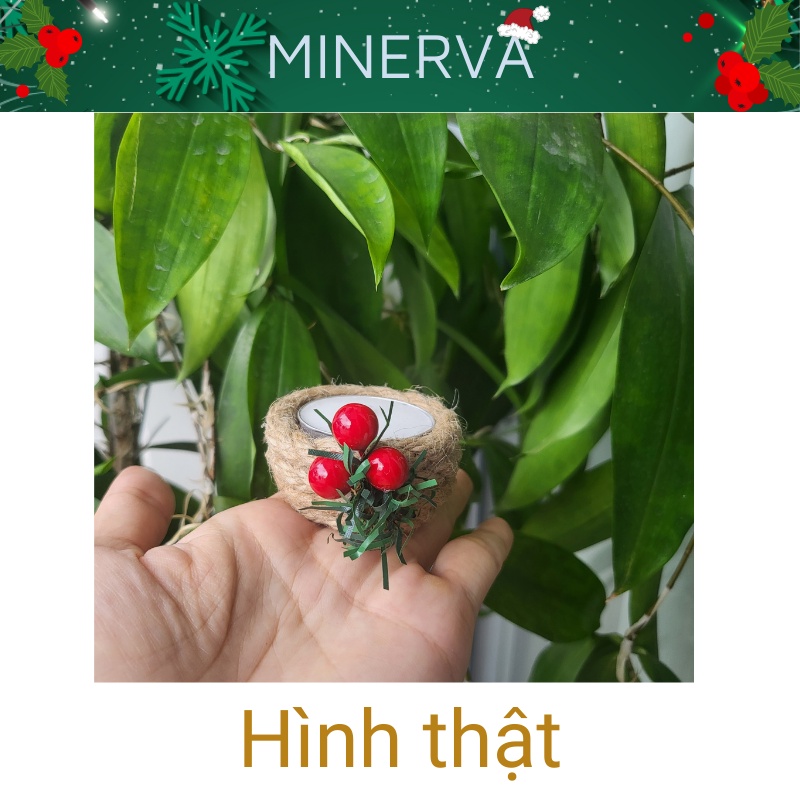 [TẶNG KÈM NẾN] Đế nến tealight handmade làm từ dây thừng phong cách giáng sinh , trang trí Christmas , trang trí nhà cửa