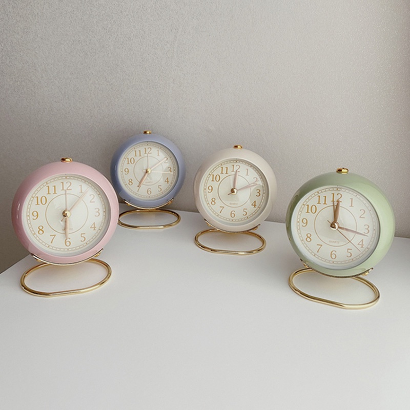 Retro Alarm Clock Student Bedside Table Clock with Night Light Classic Silent Quartz Movement Bedroom Decor