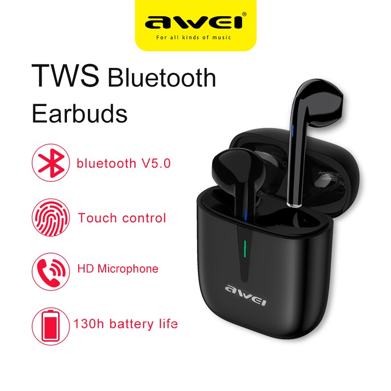 "HOT" Tai Nghe Không Dây Mini Awei T21 Bluetooth 5.0 TWS Hỗ Trợ Sạc Nhanh Type-C Điều Khiển Cảm Ứng Lý Tưởng Cho Gaming