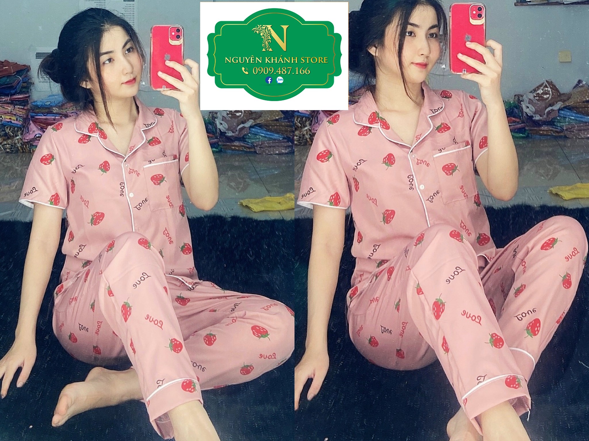 [SALE HUỶ DIỆT] Đồ Bộ Pijama Tay Ngắn Quần Dài Vải Kate Lụa Hoạ Tiết Siêu Xinh