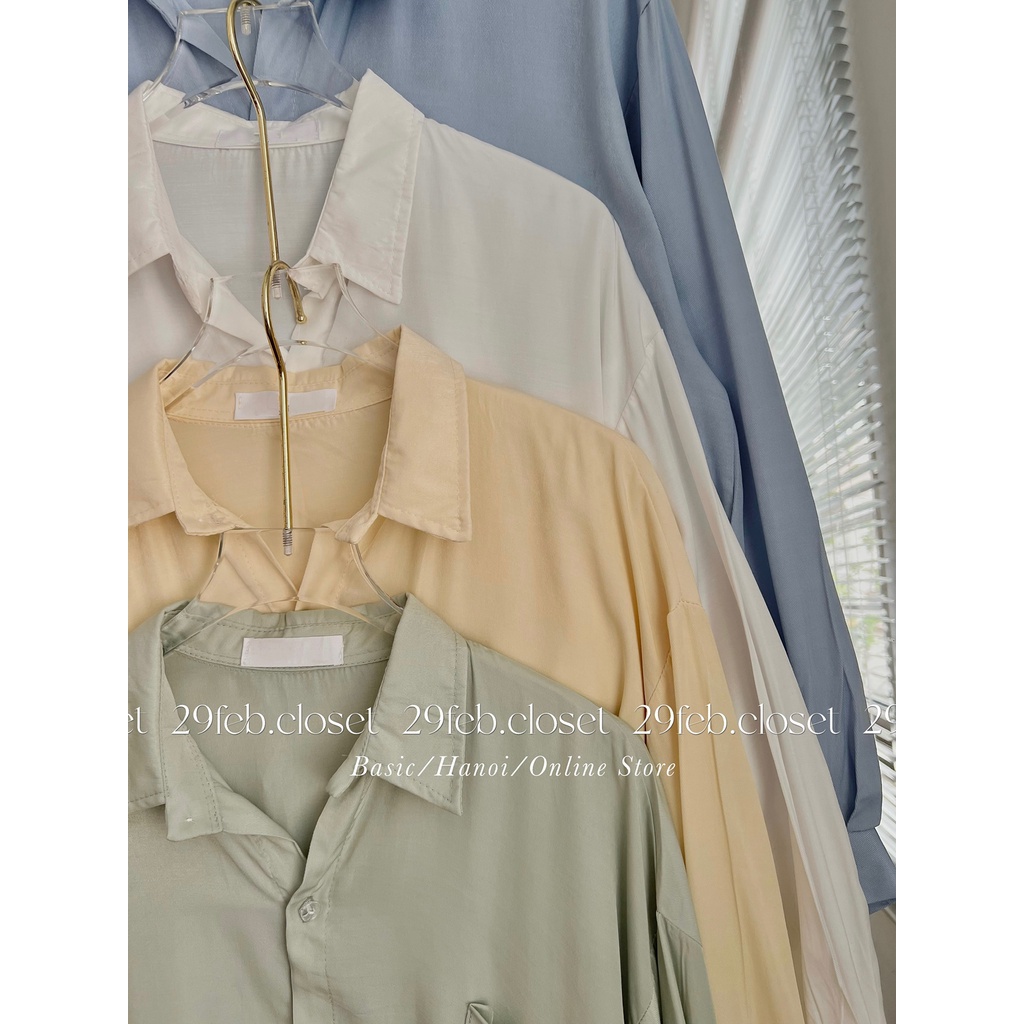 [Ảnh thật/Video] Áo sơ mi lụa hàn oversize tay phồng - 29feb.closet