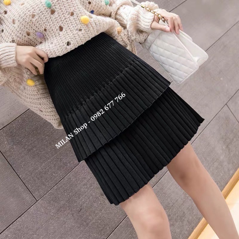 Chân váy len xếp ly ngắn đến gối 2 kiểu hot | BigBuy360 - bigbuy360.vn