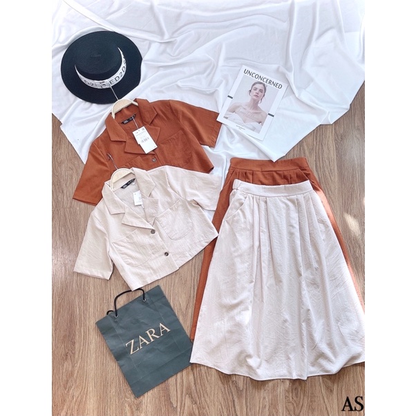 ⚡️BÁN SỈ⚡️Set áo cổ vest dáng lửng phối chân váy | BigBuy360 - bigbuy360.vn