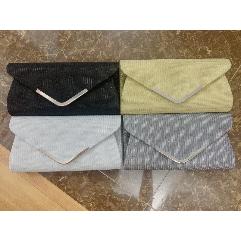 clutch tiệc kim tuyến 4 màu