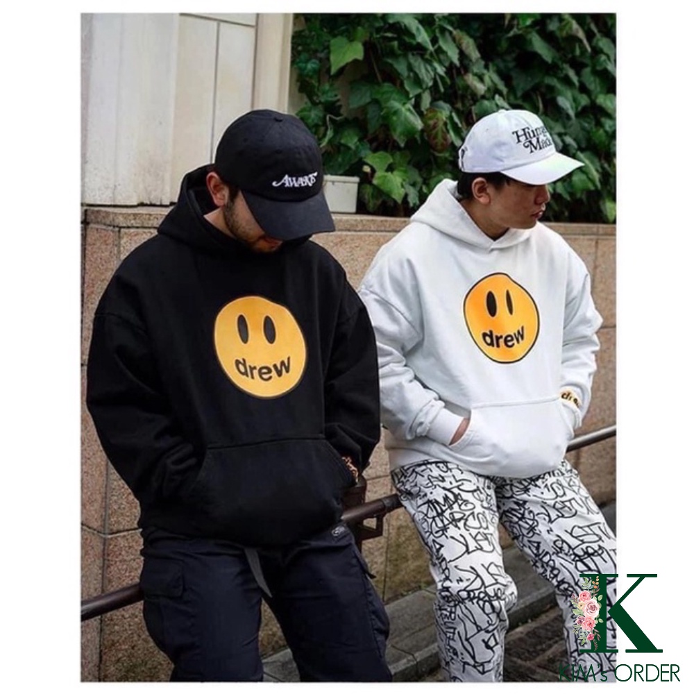 Áo Hoodie Drew Nam Nữ Unisex Màu Đen Trắng Xanh Than Có Mũ Dài Tay Phom Dáng Rộng Phong Cách Ulzzang Hàn Quốc Năng Động