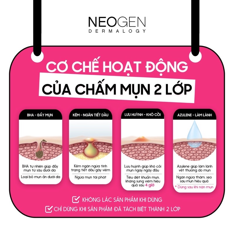 Tinh Chất Chấm Mụn 2 Lớp, Xẹp Mụn Sau 4H Neogen Dermalogy A - Clear Aid Soothing Pink Eraser 0.5Oz / 15ml