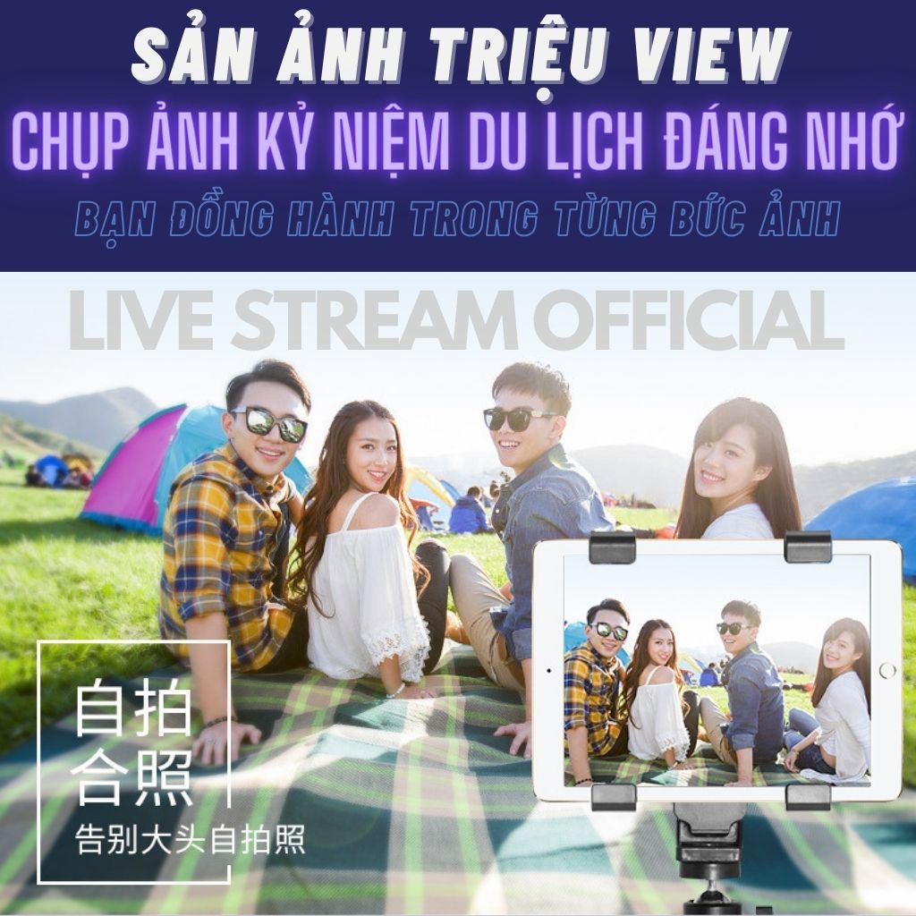 Giá đỡ điện thoại 3 chân - chân đèn livestream tặng kẹp giữ chắc chắn cố định chống rung lắc - Live Stream Official