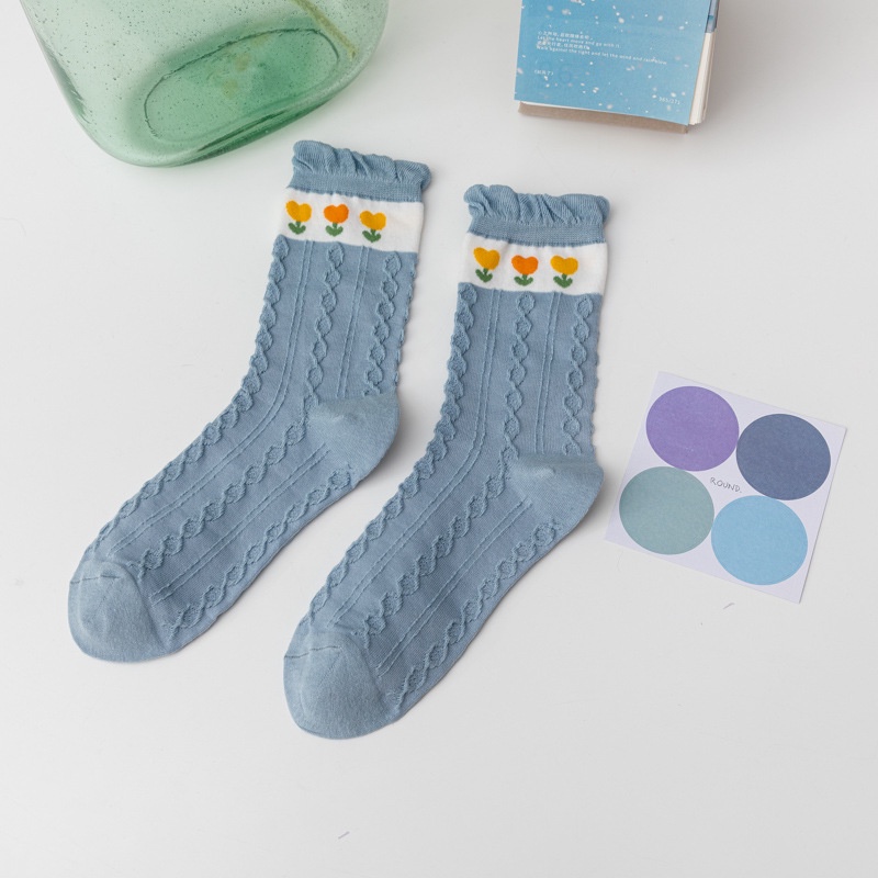 Vớ WAFNHA D52 cotton họa tiết bông hoa nhiều mẫu tùy chọn xinh xắn dành cho nữ