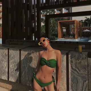 Bikini xoắn ngực xanh rêu