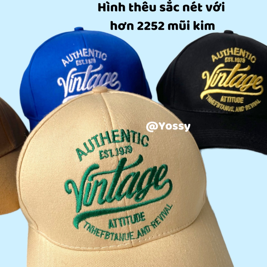 Mũ lưỡi trai thêu chữ Vintage chất kaki cao cấp unisex - Nón kết Nam Nữ Yossy