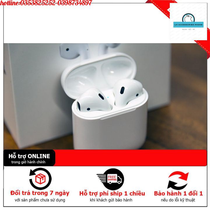 [AIRPODS 2] Tai Nghe Không Dây Airpods 2 Định Vị - Đổi Tên - Sạc Không Dây-Tháo Tai Dừng Nhạc Phiên Bản 2021 Lỗi 1 Đổi 1