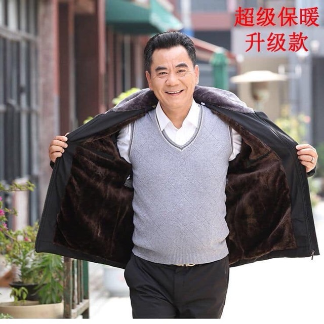 Áo khoác lót lông cho người trung tuổi, áo người già siêu dày ấm | BigBuy360 - bigbuy360.vn