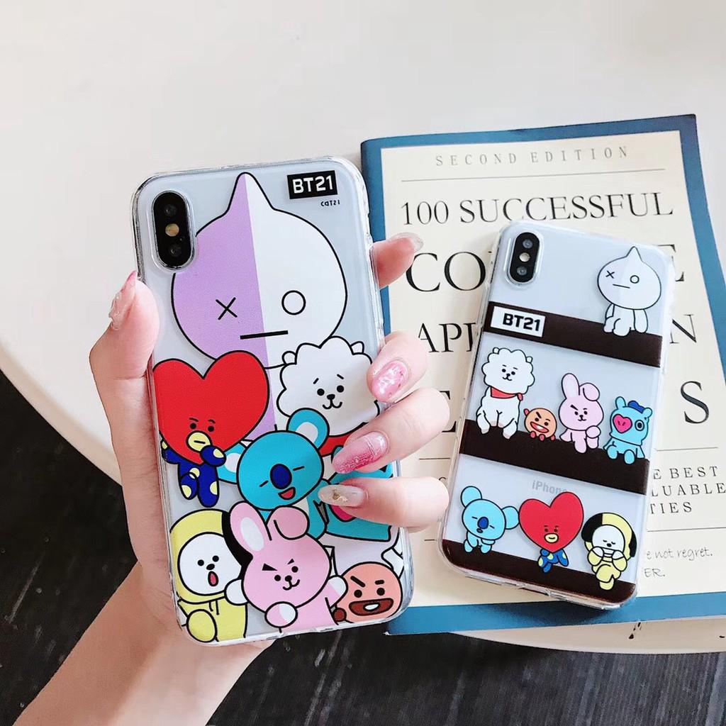 Ốp điện thoại in hoạt hình bt21 cho iphonex xr 7/8p