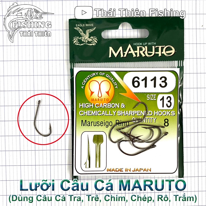 Lưỡi Câu Cá Maruseigo Maruto 6113 Chất Liệu Carbon Siêu Cứng Dùng Câu Cá Chép Rô Phi Mè Tra Trê Chim