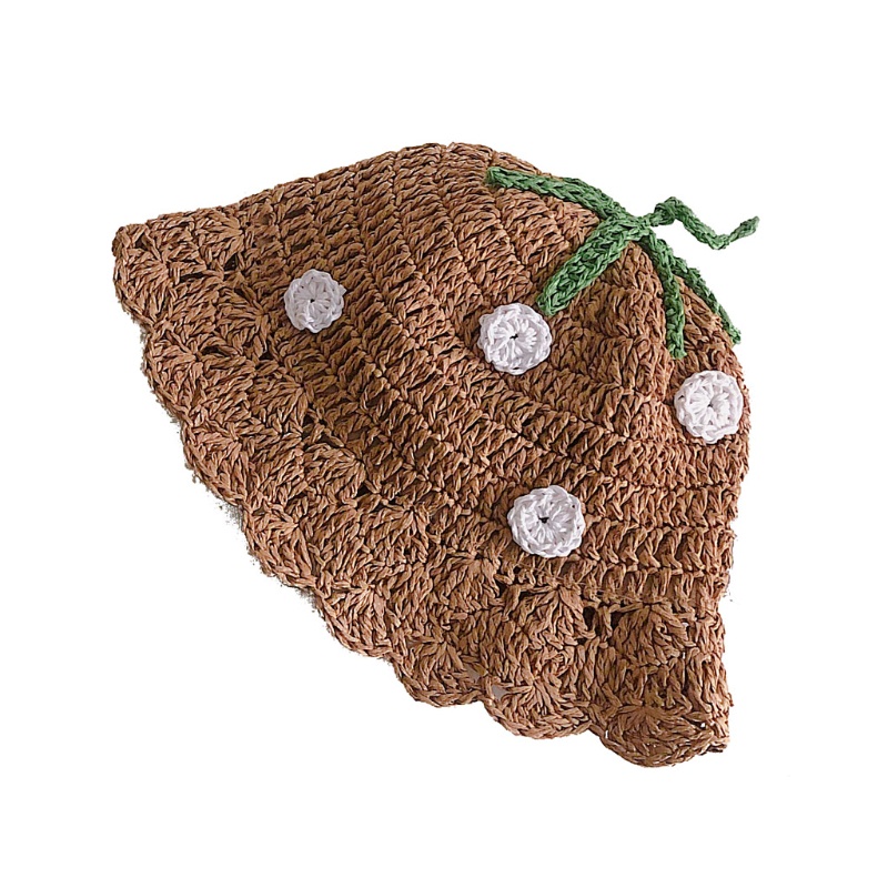 Mũ Cói Che Nắng Đi Biển Mùa Hè In Họa Tiết Dâu Tây Thời Trang Cho Bé Gái