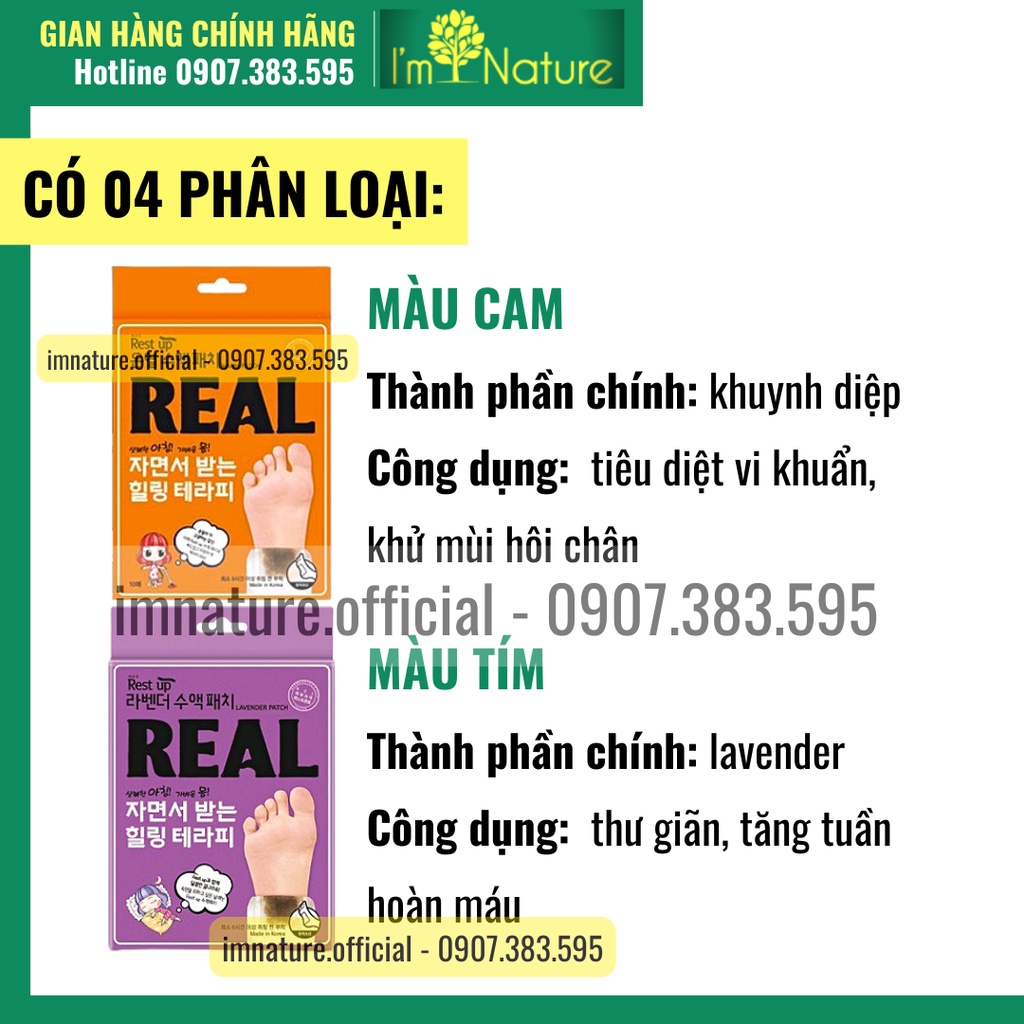 Miếng Dán Thải Độc Chân Hàn Quốc REAL Rest Up Patch (1 Cặp / Gói)