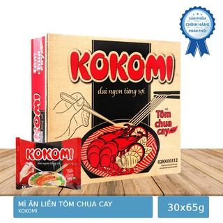 Thùng 30 Gói Mì Tôm Kokomi Dai Ngon Từng Sợi Tôm Chua Cay 65g