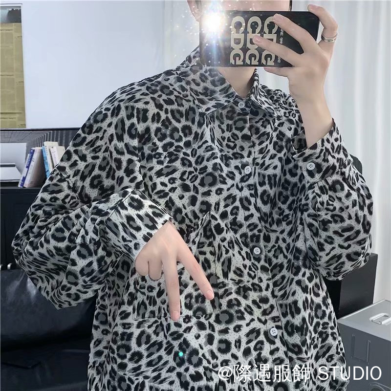 Áo Sơ Mi Tay Dài In Họa Tiết Da Báo Kiểu Vintage Cá Tính | BigBuy360 - bigbuy360.vn