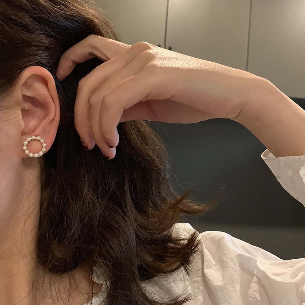 NEEDWAY Wild Girls Round Women Pearl Earrings