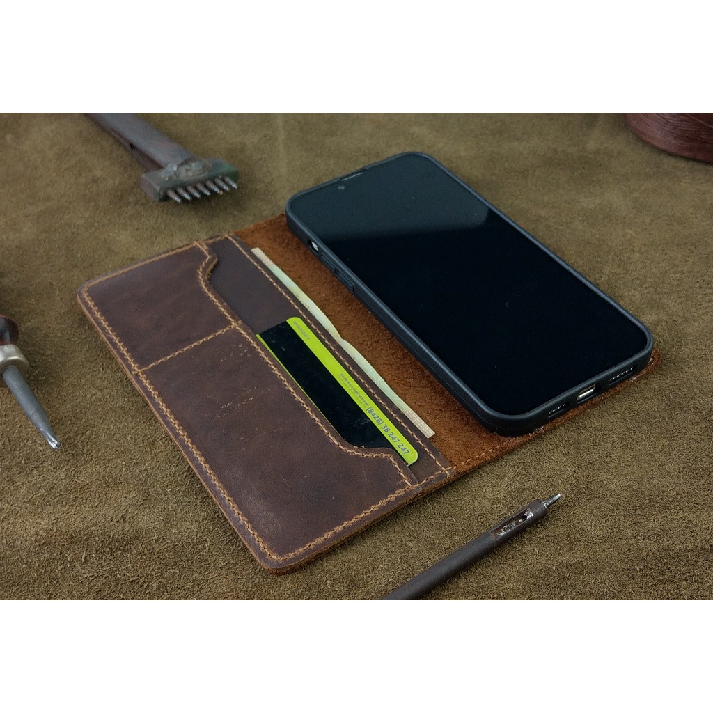 Bao da Iphone 12 pro max,13 pro max,14 pro max Handmade Da Bò Thật