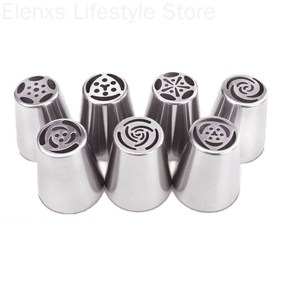 Bộ 7 đầu ống bắt bông kem trang trí bánh bằng thép không gỉ