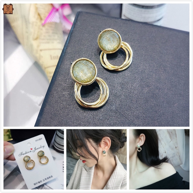 Đôi khuyên tai dáng tròn phong cách Hàn Quốc thời trang