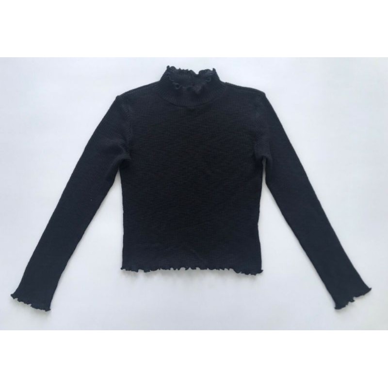 áo thun F21 đen vải thun bo len