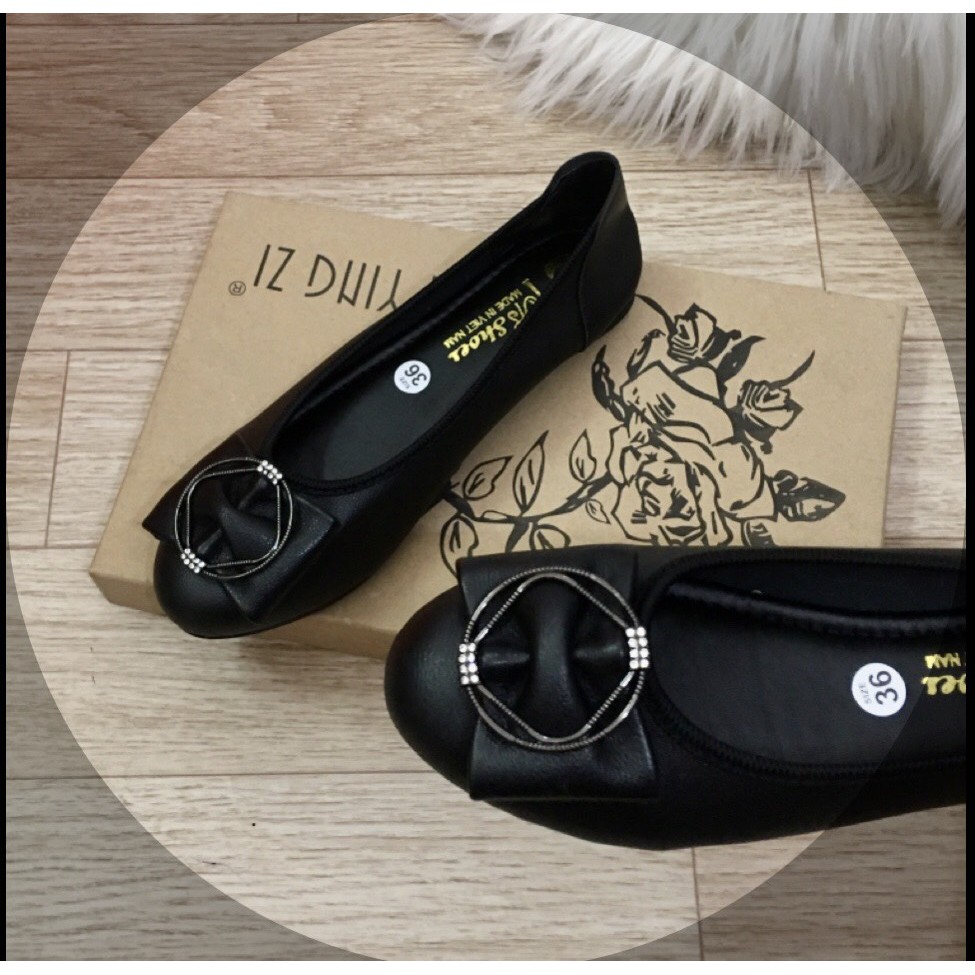 Giày búp bê khoá tròn đế bệt chất da mềm êm chân