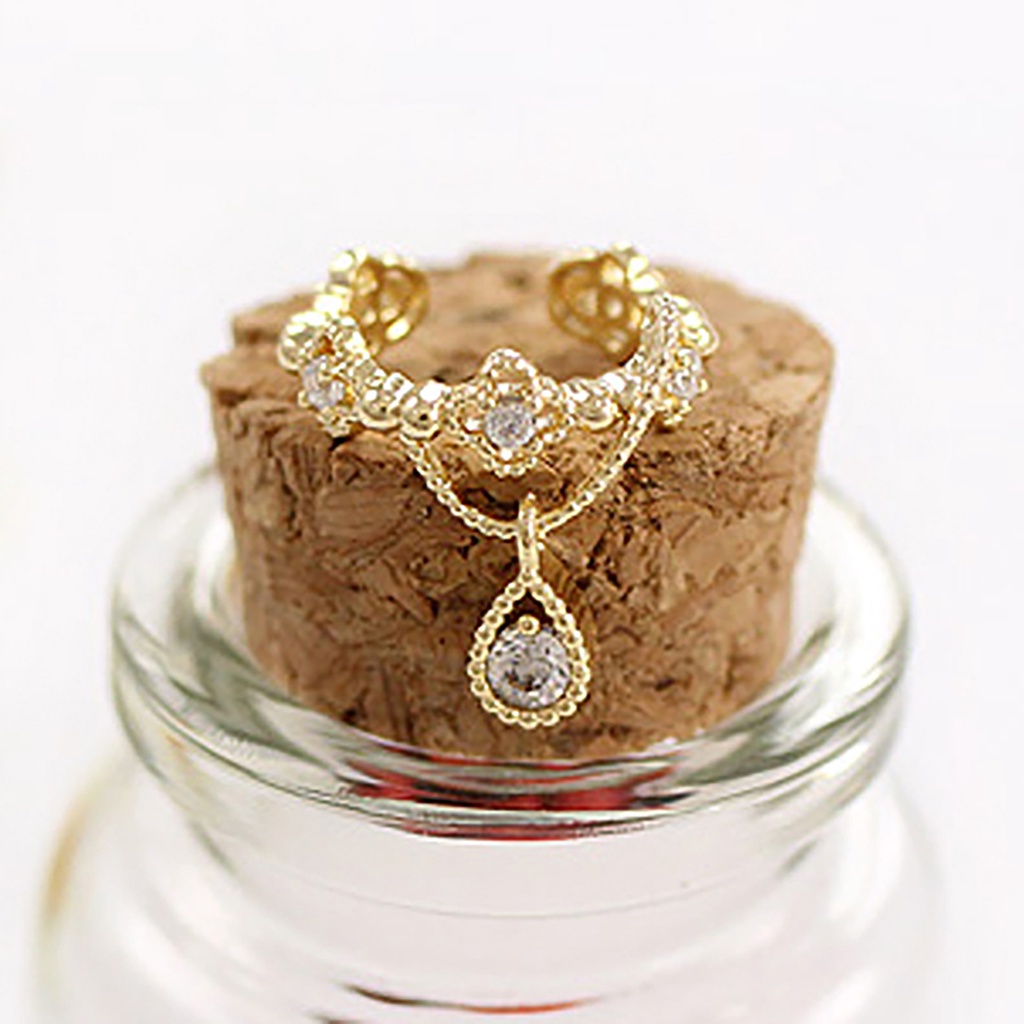 Khuyên vành tai đơn hợp kim đính đá quý nhân tạo xinh xắn dành cho nữ