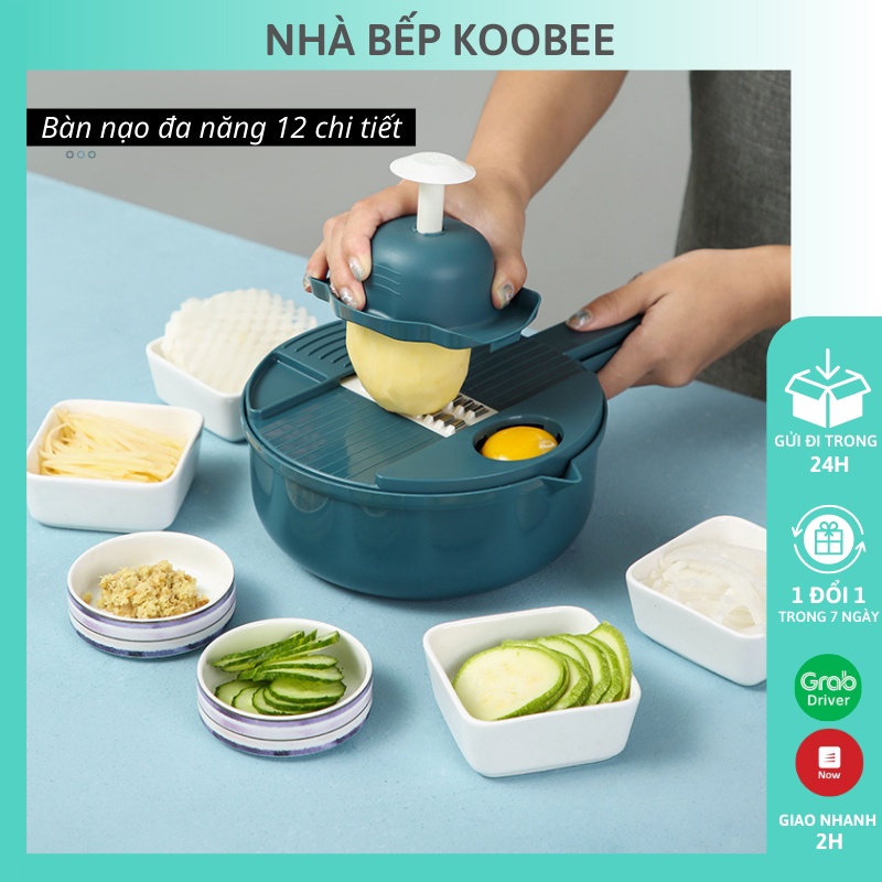 Rổ bào rau củ đa năng - Bộ dụng cụ bào rau củ 12 chức năng KooBee (NB42)