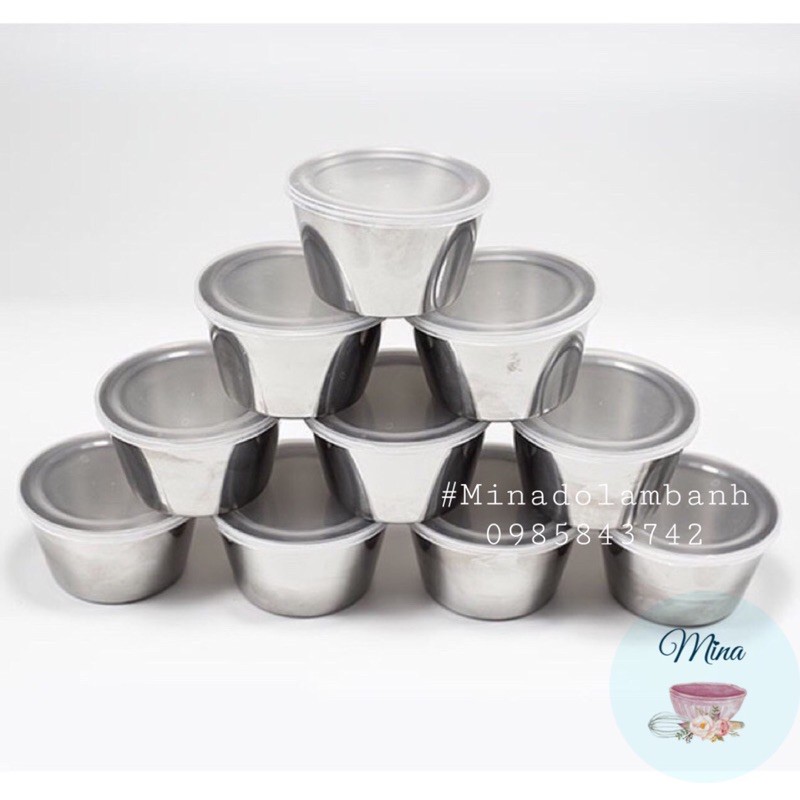 Combo 5 chiếc cốc Inox làm Caramen, Cupcake, Flan,...