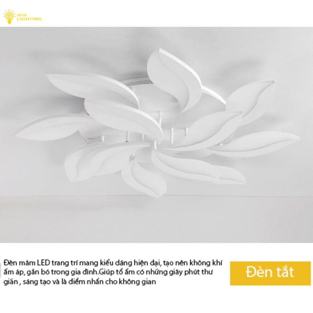 Đèn Ốp Trần Vũ Mao 12 Cánh Cách Điệu THỦ ĐÔ LIGHTING Chất Liệu Thép Và Mika, Ánh Sáng Led 3 Màu 2013/12