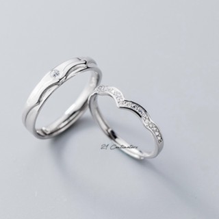 Nhẫn đôi bạc The Waves Nhẫn bạc Tiệm bạc 21Centimeters