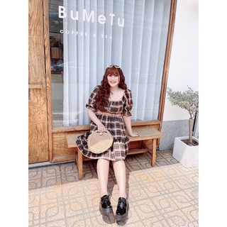 Đầm caro tay bí bigsize 60=>90kg