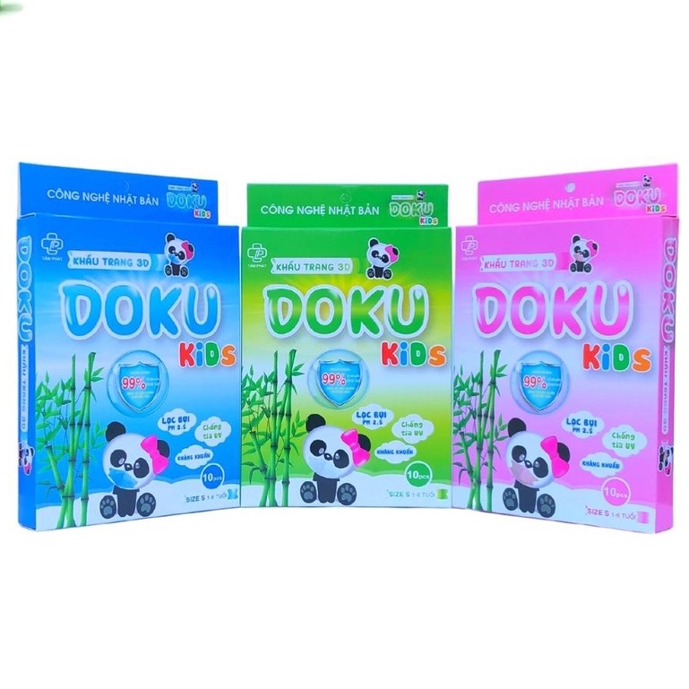 Khẩu trang 3D Doku Kids Khẩu trang 3d cho bé Tuổi từ 1 đến 6 Chống bụi Ngăn vi khuẩn Bảo vệ Hệ miễn dịch