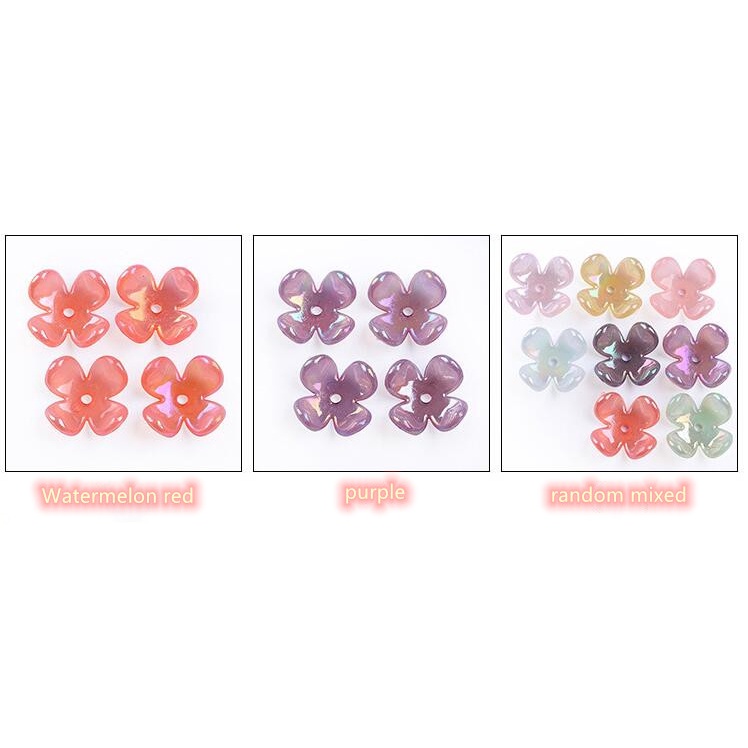 Túi 100 Hạt Xỏ Lỗ Hình Hoa Bằng acrylic Dùng Để Làm Vòng Tay / Vòng cổ / Bông Tai diy